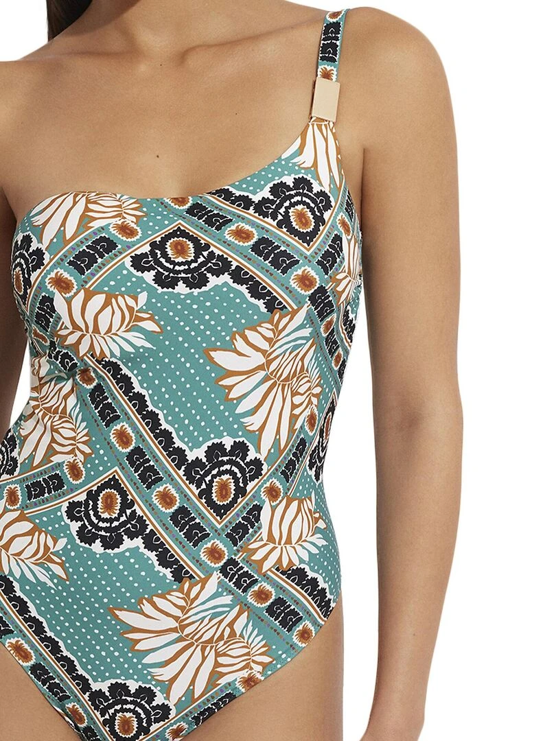 Maillot de bain une pièce armaturé asymétrique Bari   Vert