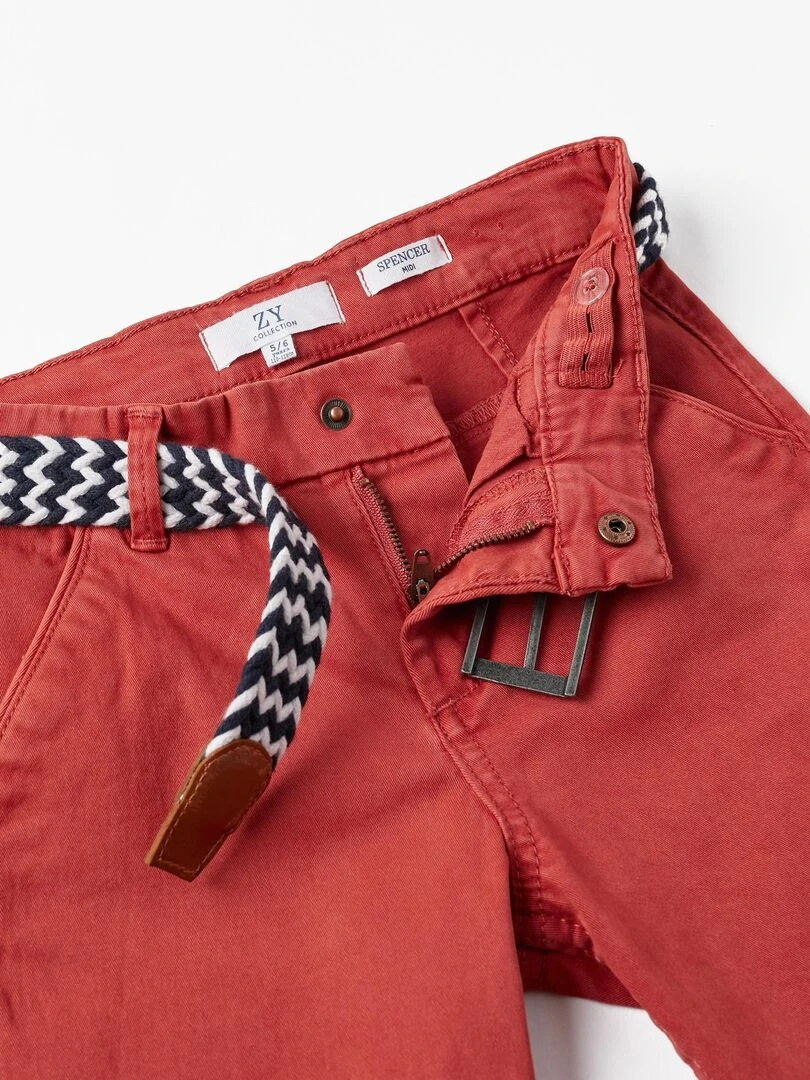 Shorts Midi avec Ceinture pour Garçon  ATLANTIC COMPANY   Rouge