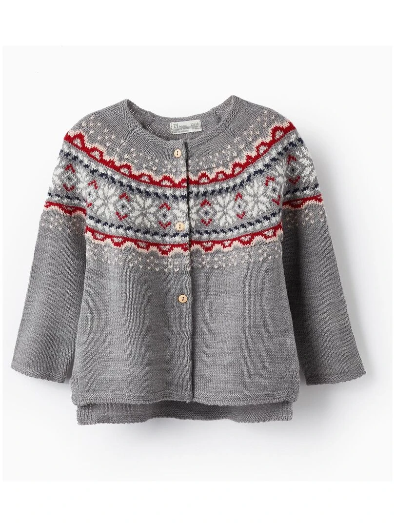 Gilet en Maille avec Jacquard pour Bébé Fille NOËL Gris