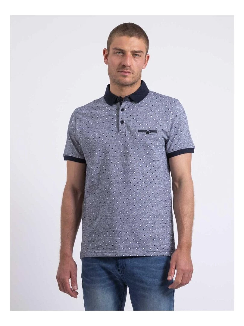 Polo manches courtes motifs PARAMADI Bleu marine