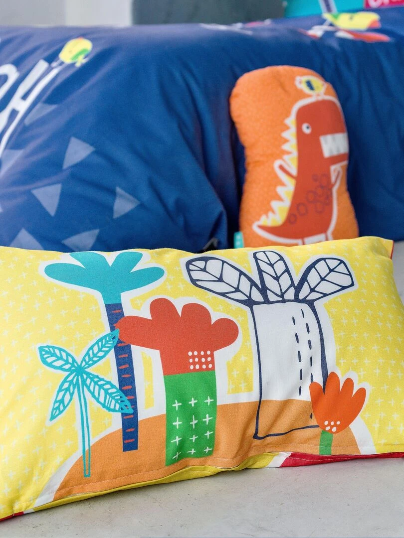 Housse de coussin Funnysaurus "Happyfriday" Blanc