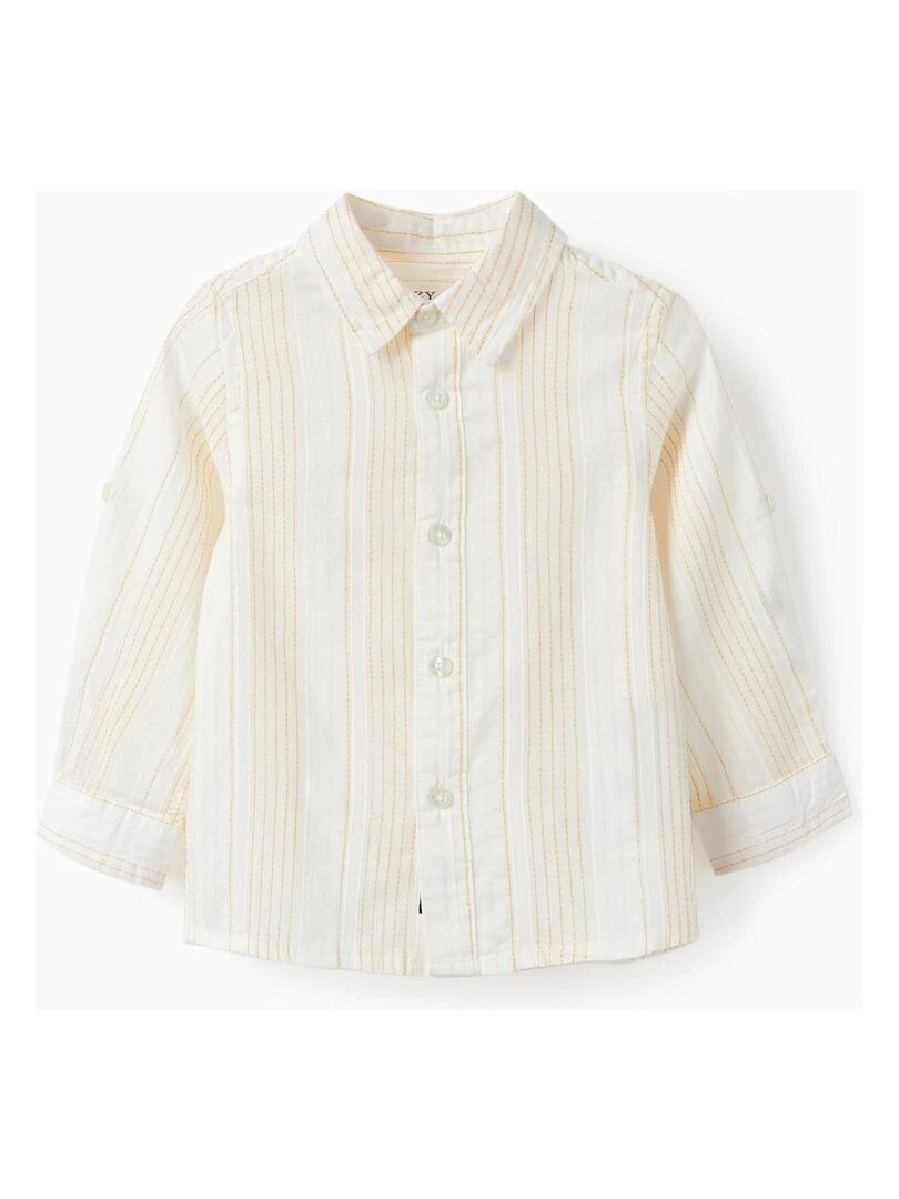 Chemise à manches longues en coton pour bébé garçon manches longues CÉRÉMONIE Blanc