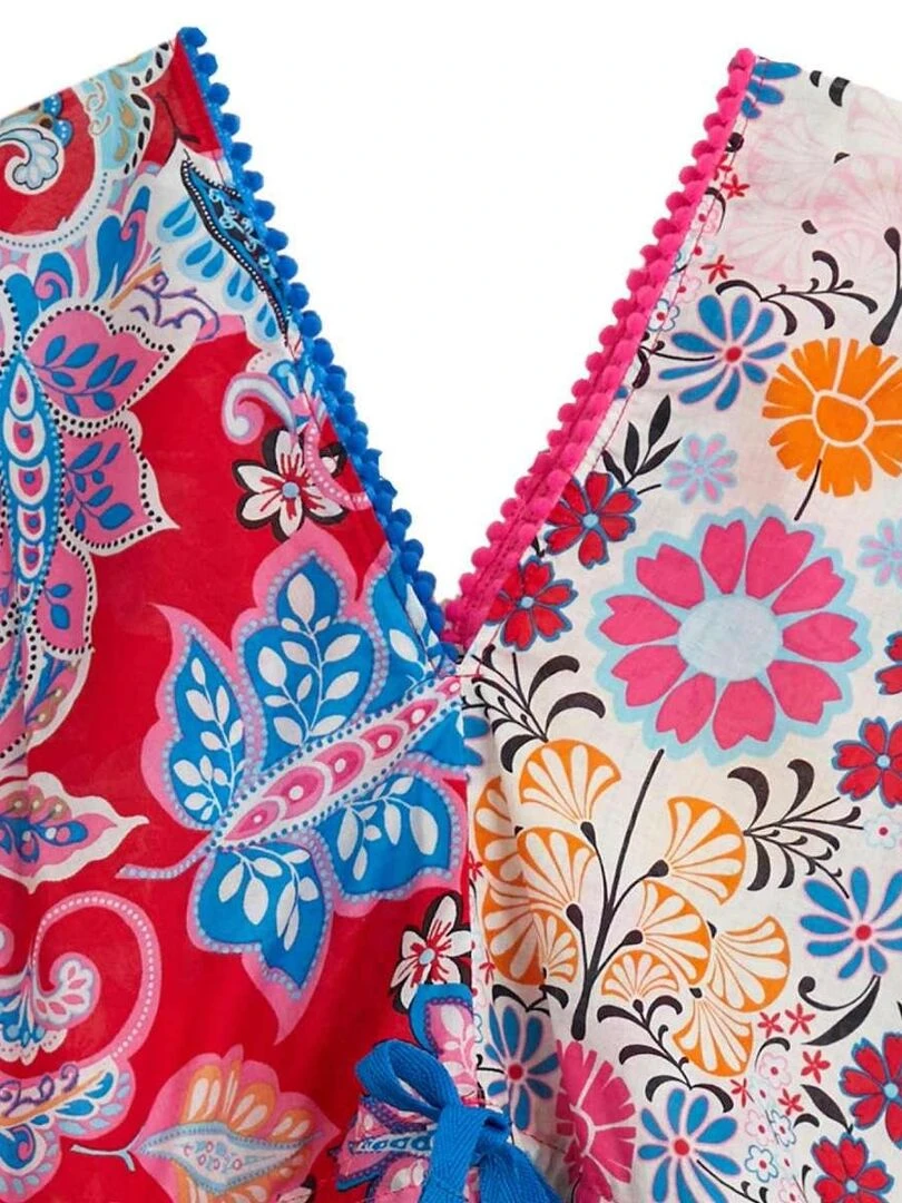 Robe de Plage Fille  imprimé Fleurs Hawaï Rouge  BALI   La Faute à Voltaire   Rouge
