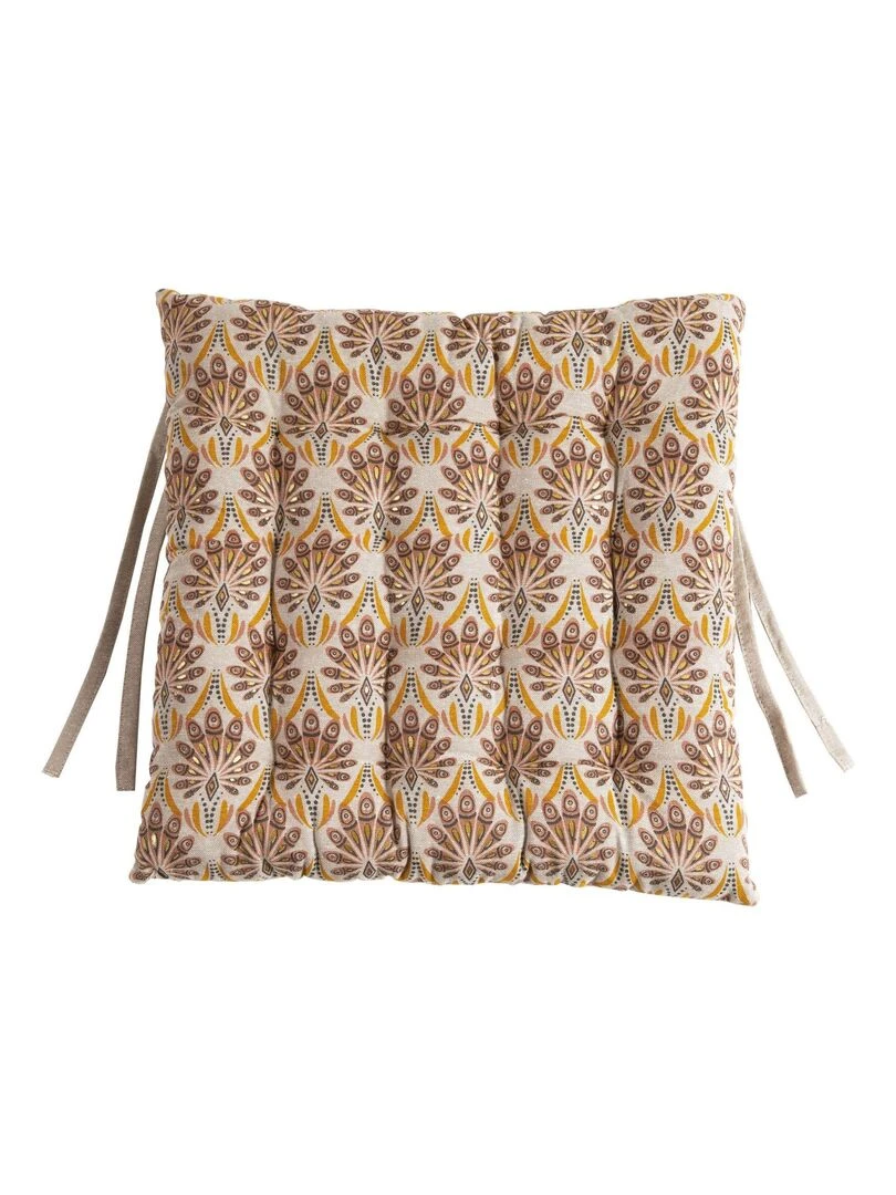 Galette de chaise en coton PEACOCK 'Deko&co' Blanc Marron