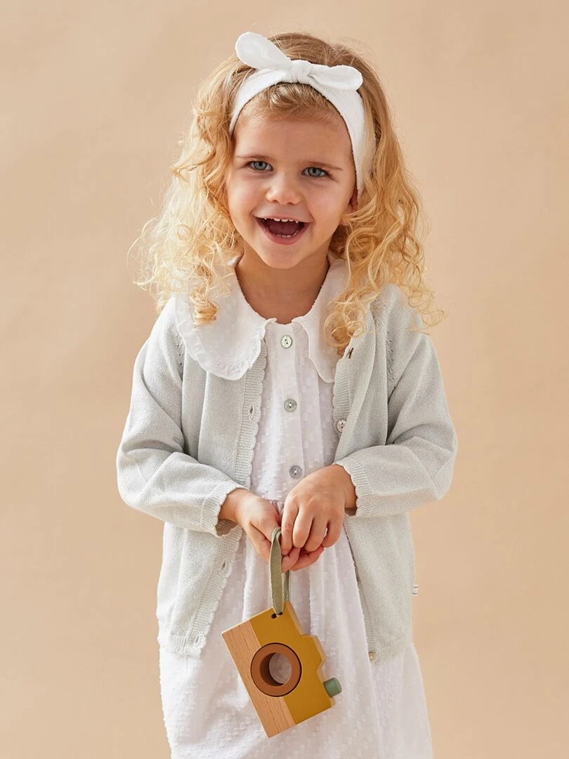 Cardigan lurex argenté en tricot fin Noukie's Blanc