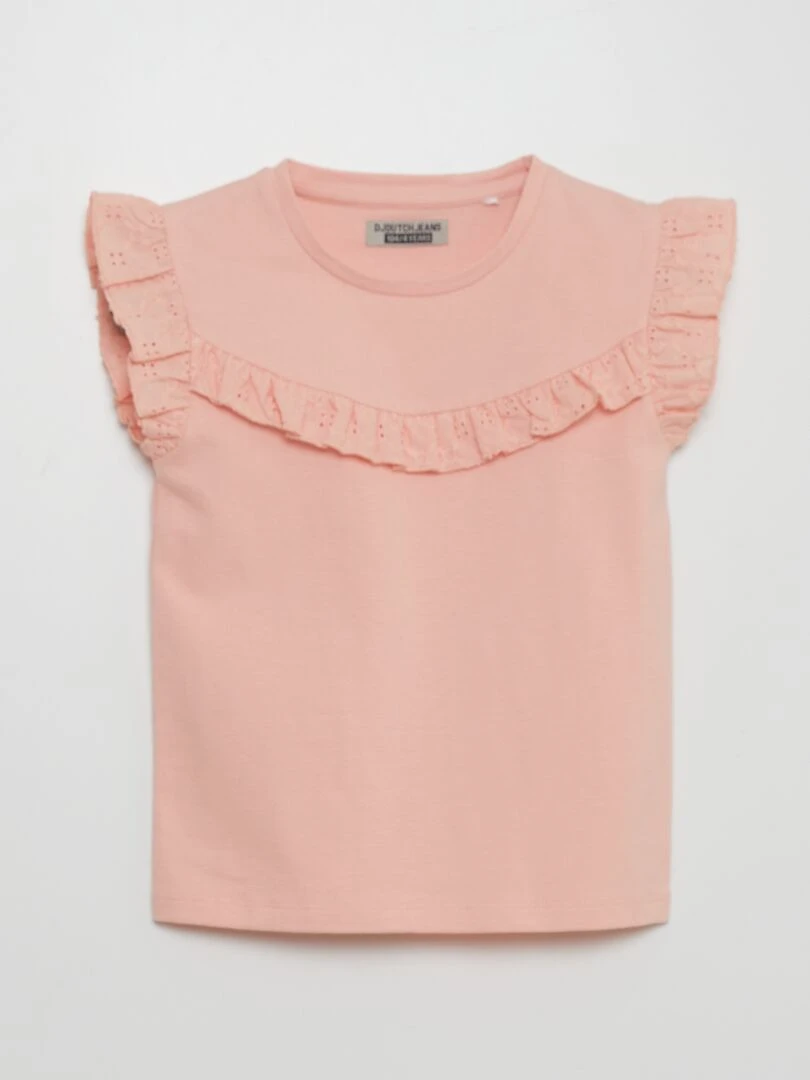 T shirt à broderies Rose