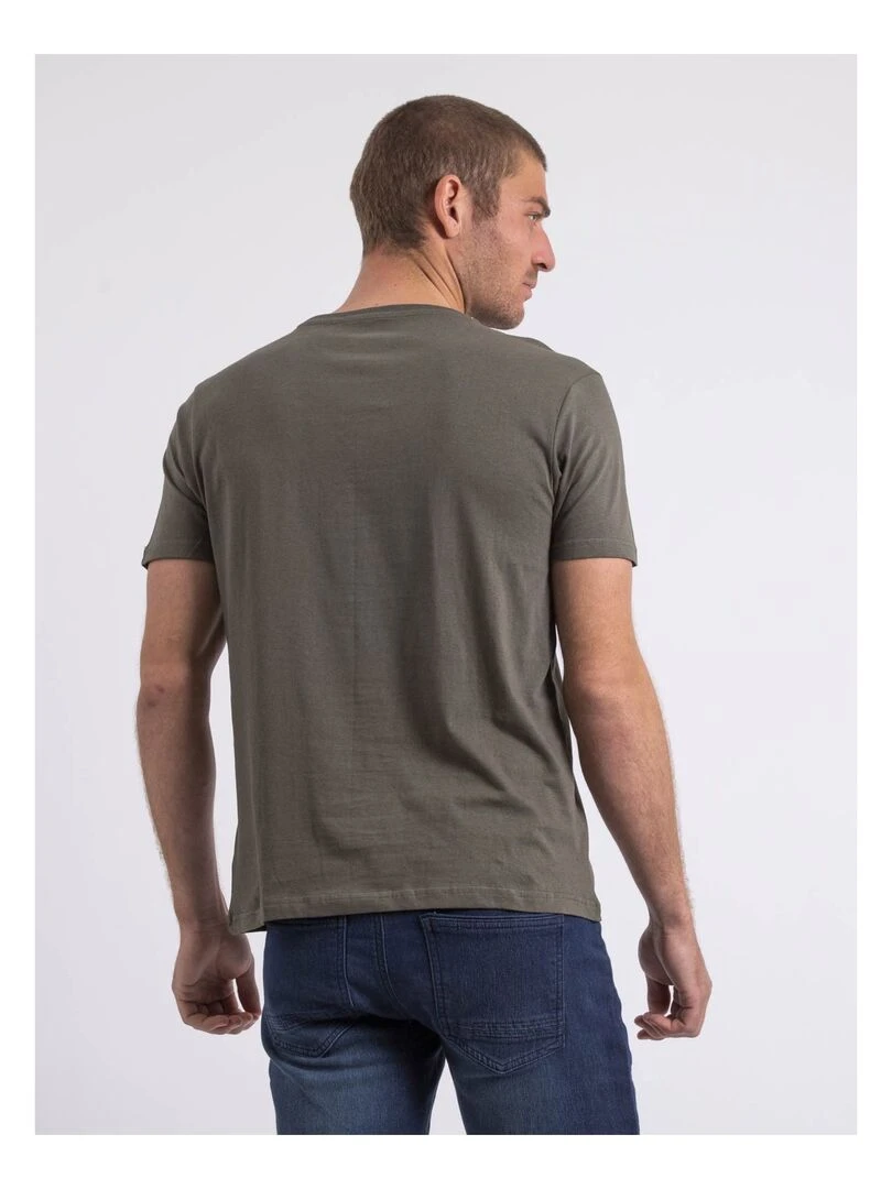 T shirt col rond pur coton NEVERSO   Kaki