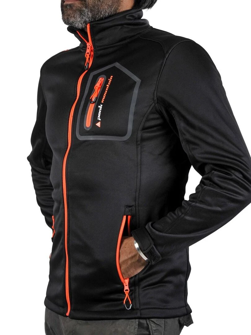 Blouson polar shell homme CRISTOM   PEAK MOUNTAIN   Noir Orange