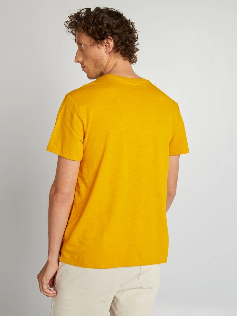 T shirt en jacquard à col rond   Jaune