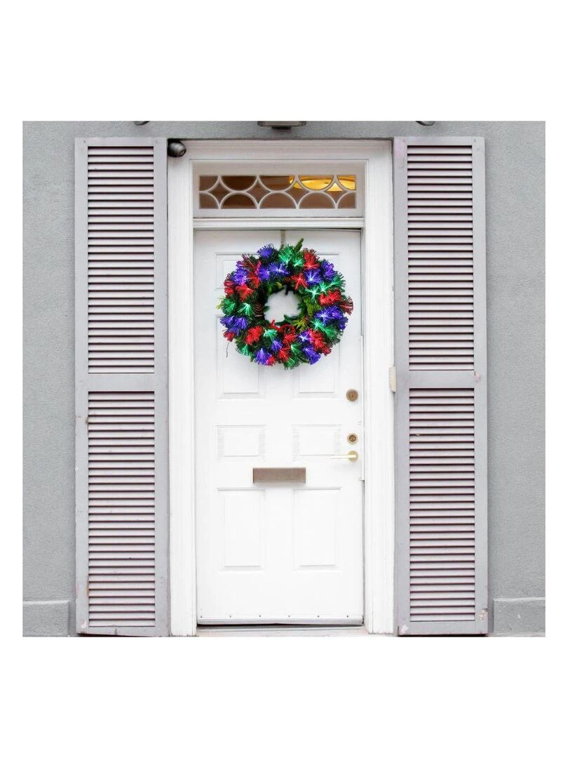 Couronne Las Végas verte Fibre Optique 60 leds multicolores Ø45 cm secteur Blanc