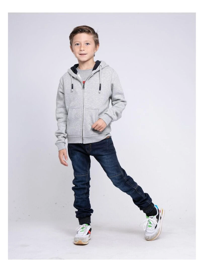 Sweat zippé capuche WAMIN J   Gris clair