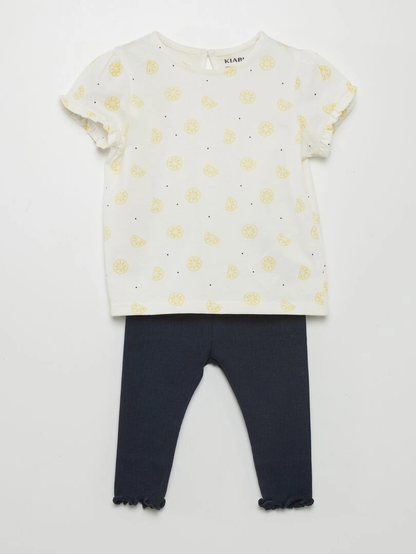 Ensemble legging + t shirt imprimé 2 pièces Jaune