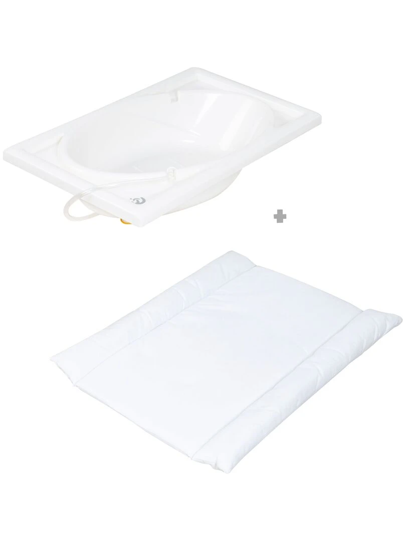ROBA Table À Langer Avec Baignoire "Baby Pool" + Matelas À Langer Blanc   Naturel   Blanc