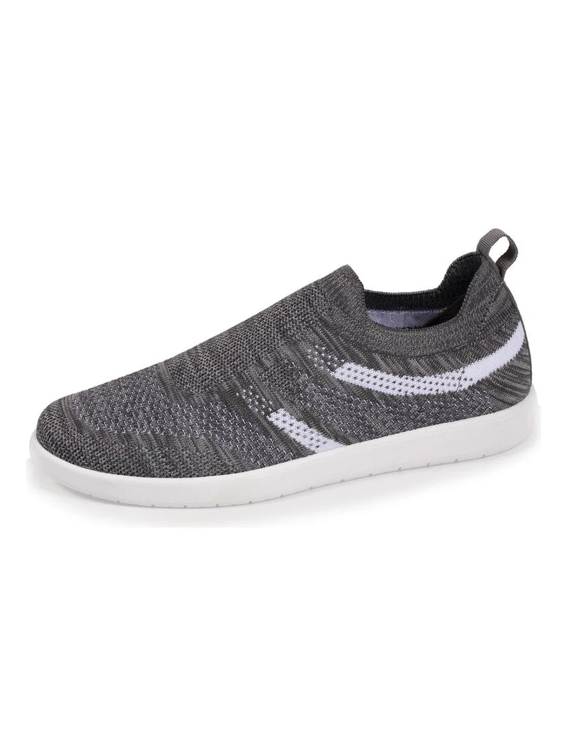 Baskets femme slip on à bandes Gris   Gris