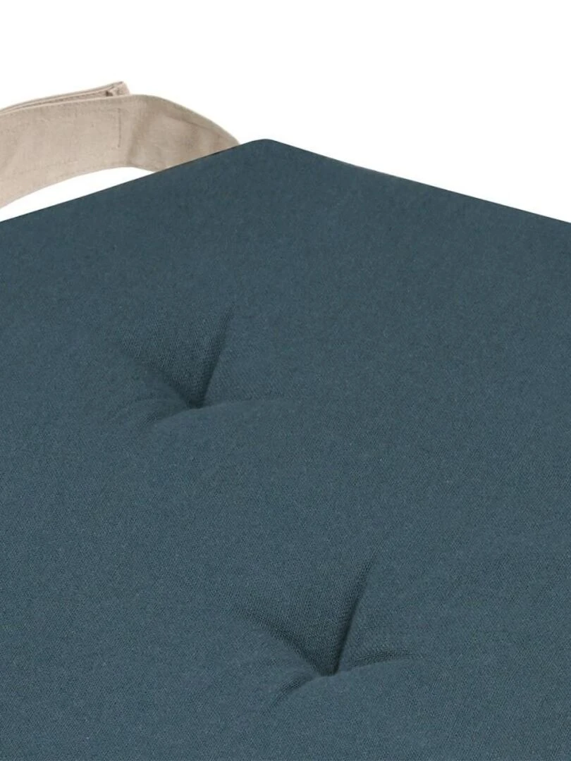 Lot de 4 galettes de chaise Duo velcro 38x38 cobalt lin Bleu