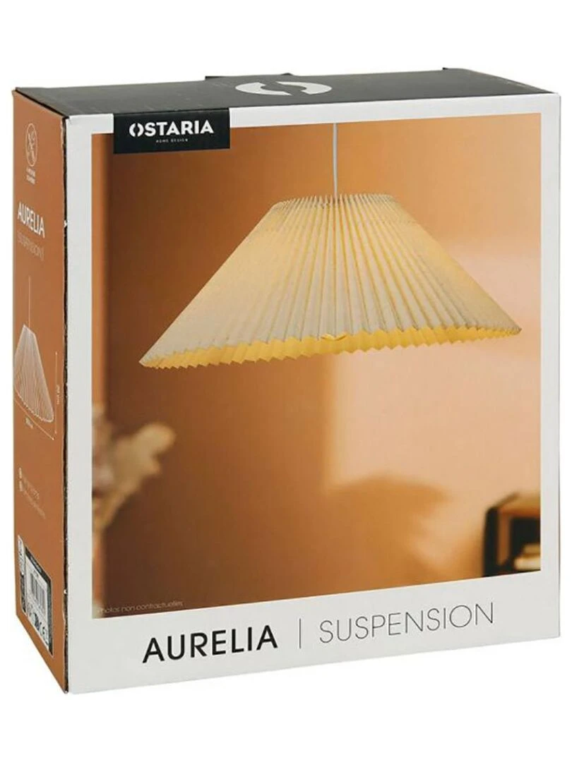 Suspension métal et lin Aurélia beige D52   Beige
