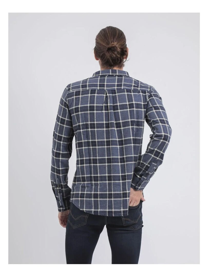 Chemise manches longues carreaux TADULOR Bleu marine
