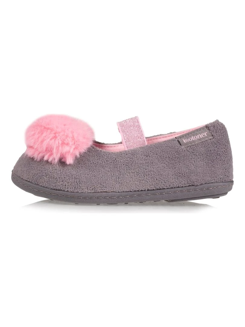 Chaussons ballerines Enfant Cœur moelleux   Gris