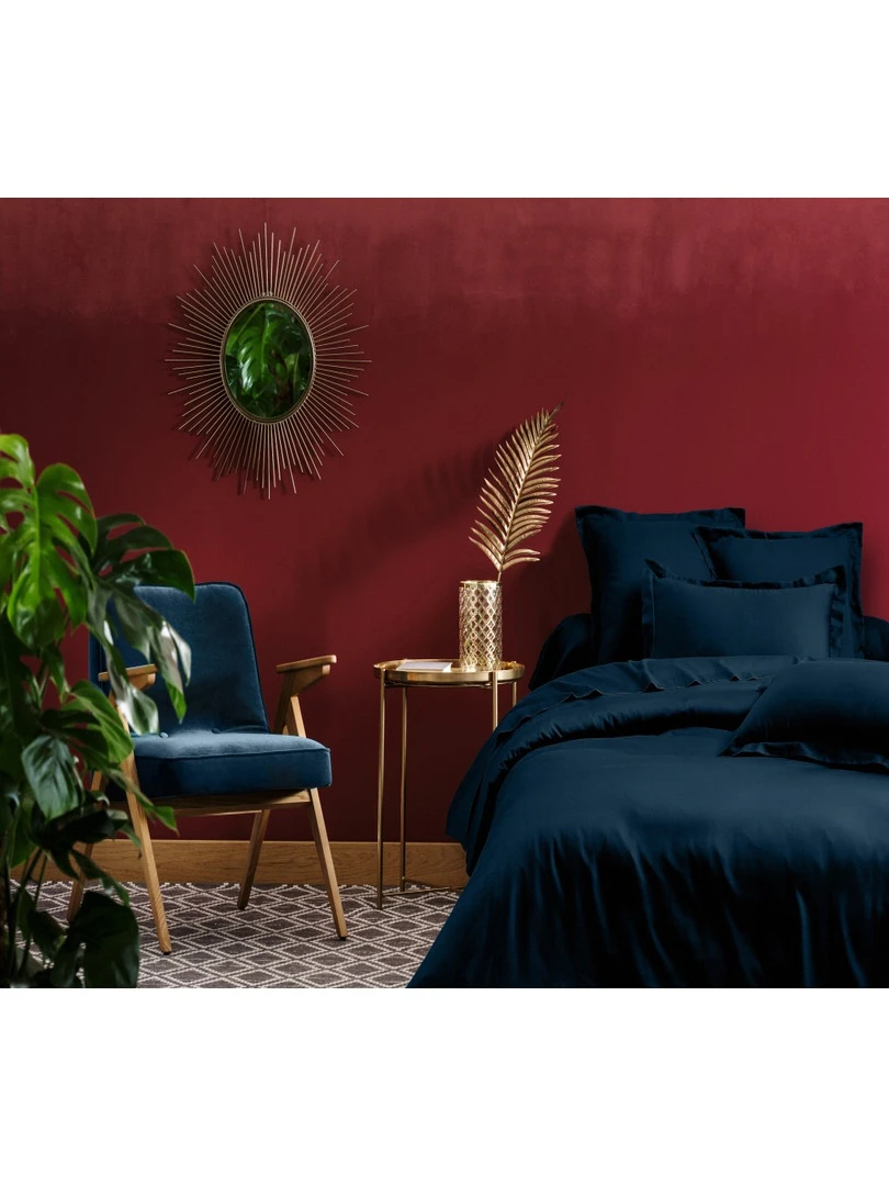 Blanc Avenue Housse De Couette Satin De Coton Bleu foncé