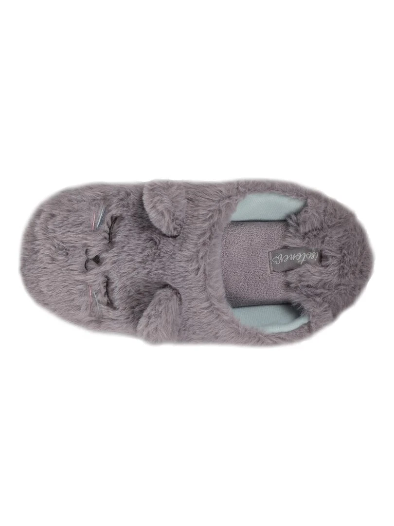 Chaussons Babouches Femme 3D Chat Gris Gris Gris