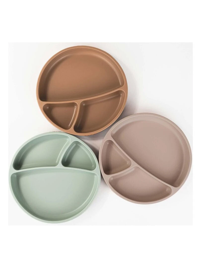 Assiette bébé à ventouse en silicone   Marron caramel