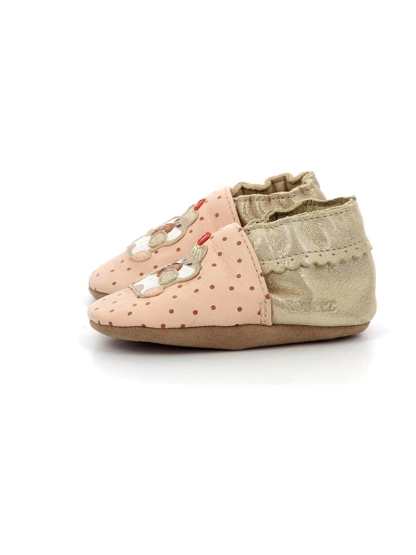 Chaussons Cuir Cookie Lover   Rose