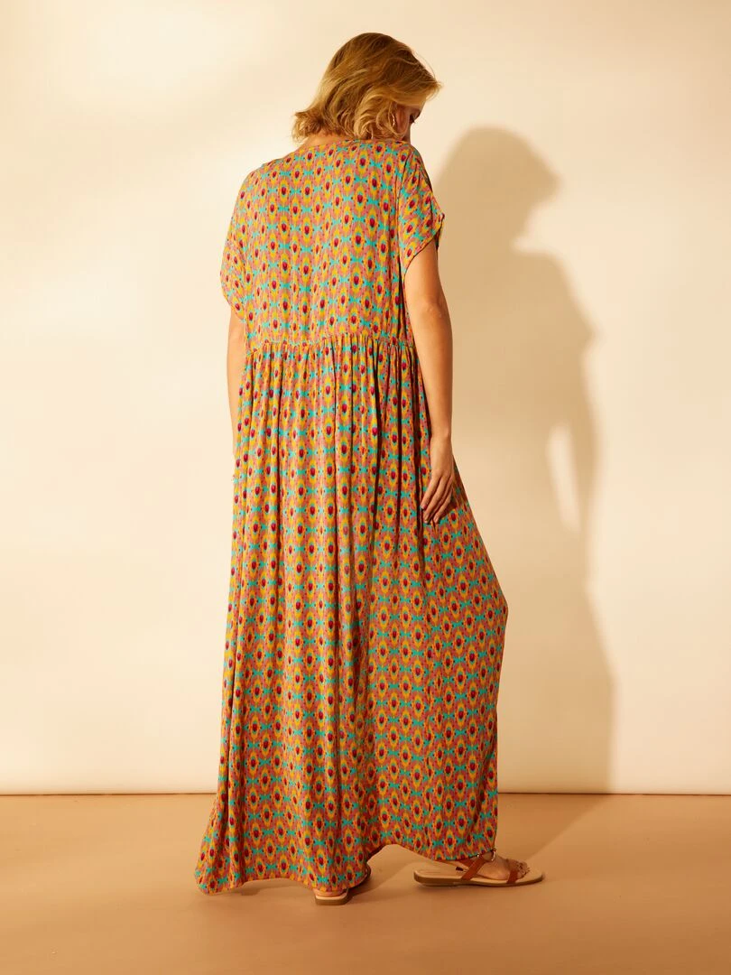 Robe de plage esprit kimono imprimé   Orange imprimé