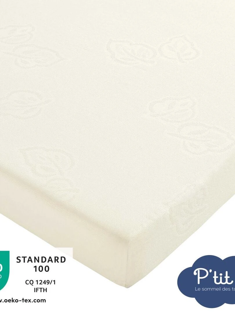 Matelas pliant bébé   60x120x7 cm   Matelas de voyage   Déhoussable   Fabrication française   Blanc