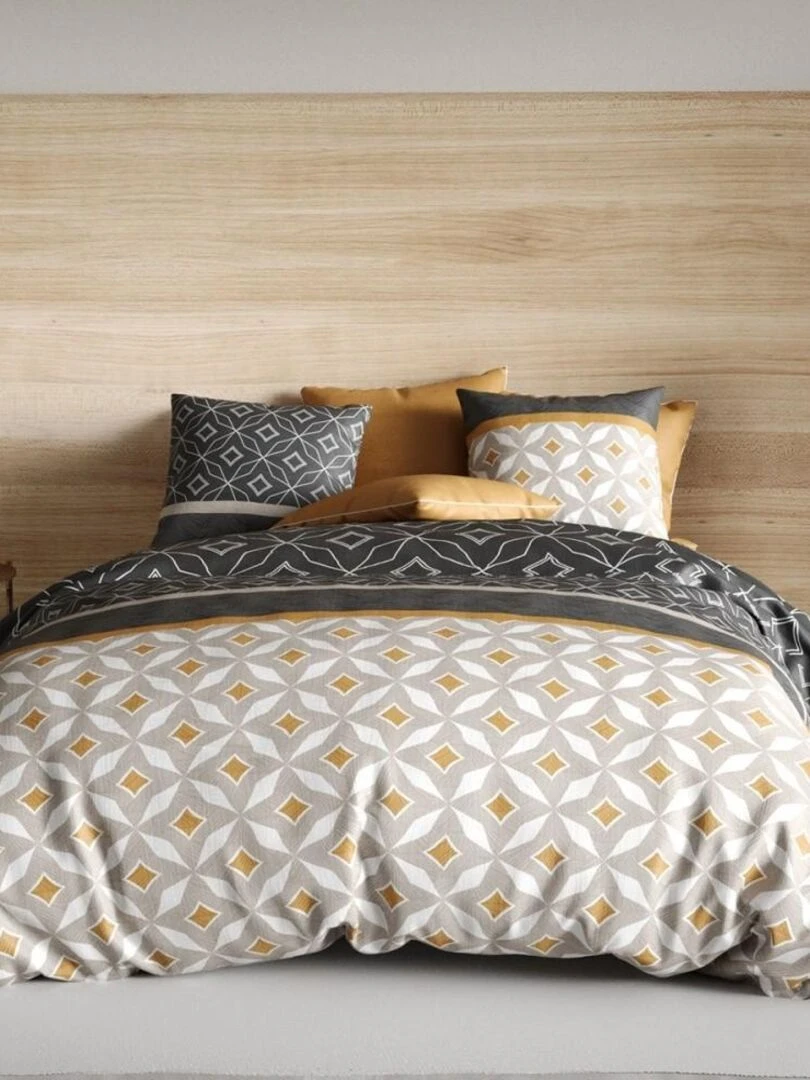 Housse de couette 240x220 Ota + 2 taies 100% coton 57 fils Gris