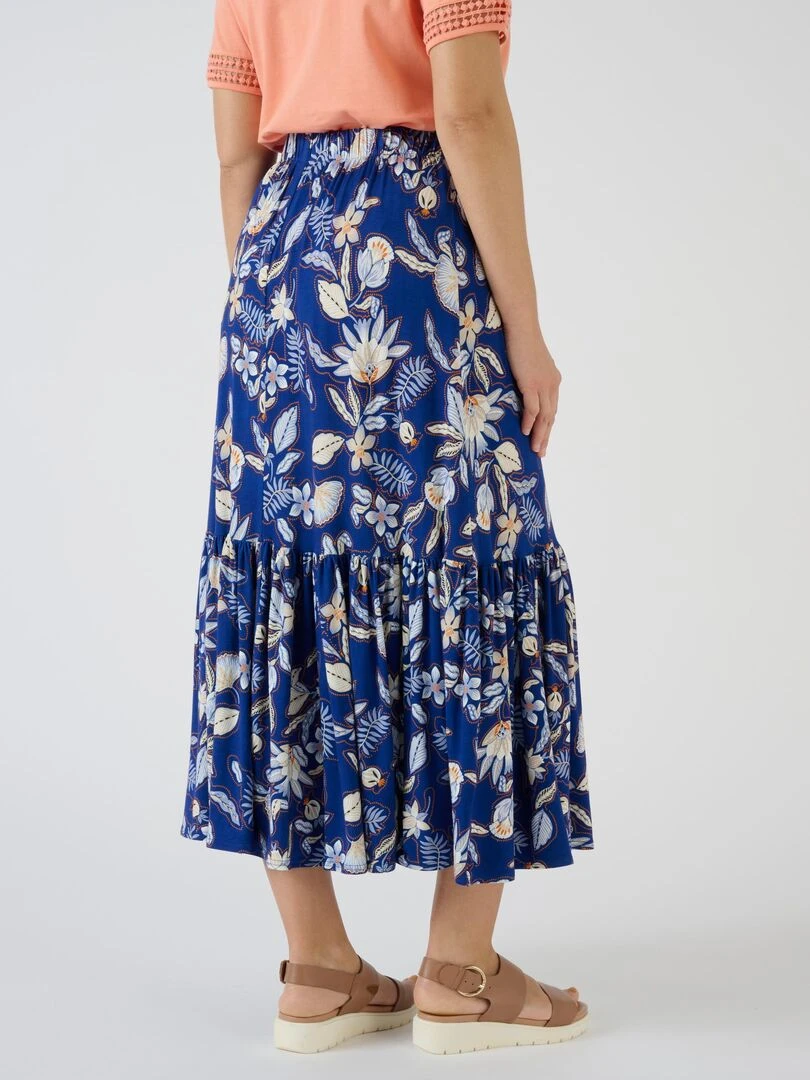 Jupe maille base volantée fibres Lenzing(TM) EcoVero(TM) .   Damart   Bleu