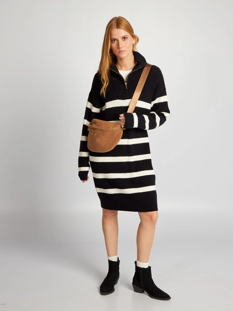 Robe pull à col camionneur Noir