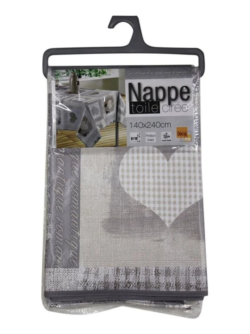Nappe toile cirée 140x240 cm Cosy Cœur PVC   Beige