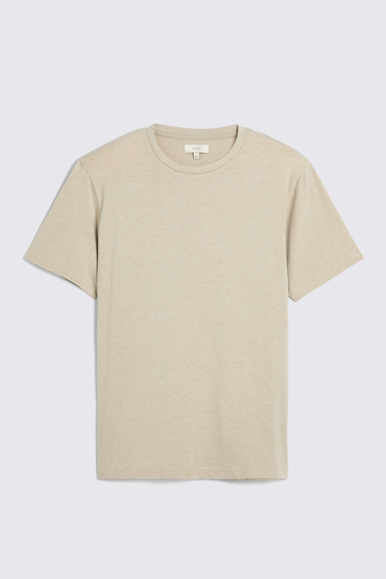 Beige Melange Crew Neck T-Shirt   Buy Online at Moss