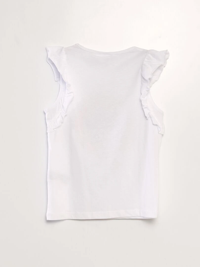 T shirt fantaisie à paillettes 'Lol'   blanc