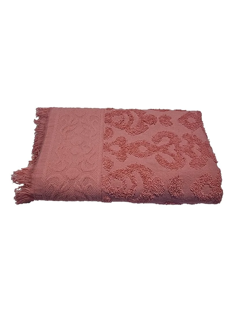 Serviette JACQUARD à franges Rose Rose