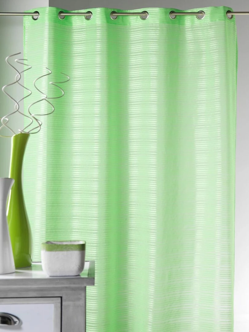 Voilage fantaisie à rayures horizontales "Joyeux" Vert tilleul
