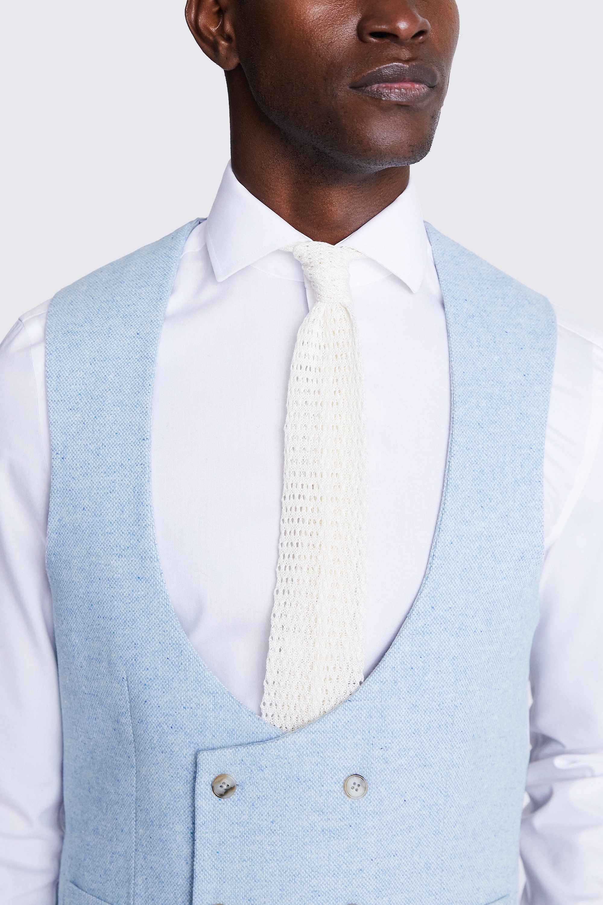 Slim Fit Light Blue Donegal Waistcoat   Buy Online at Moss