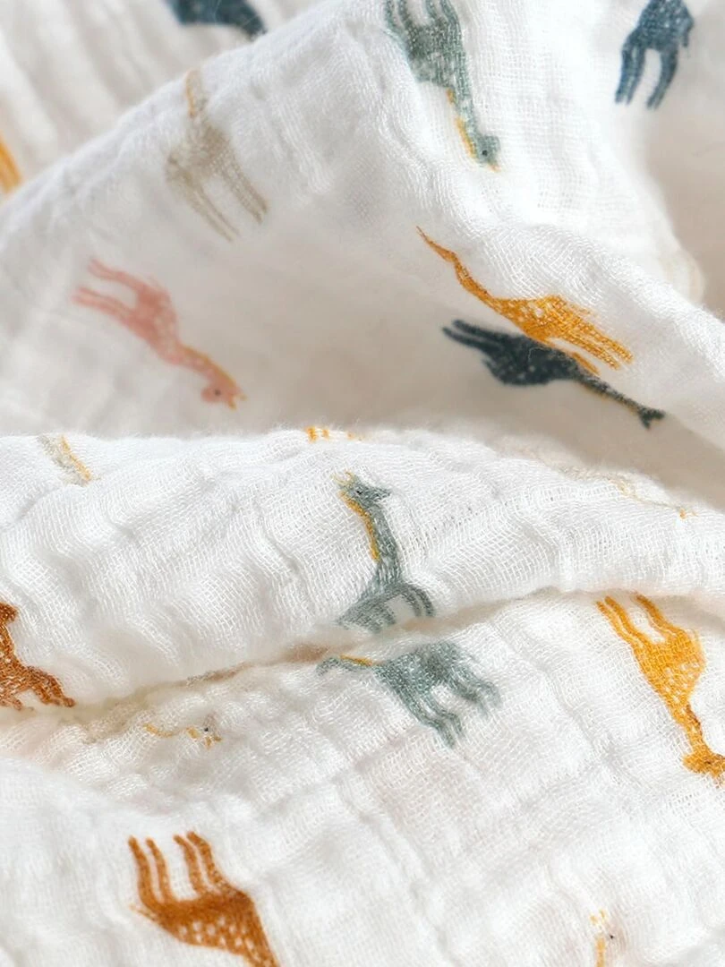 Housse de couette 100x140 cm imprimée giraffes  mousseline BIO   Noukie's   Blanc
