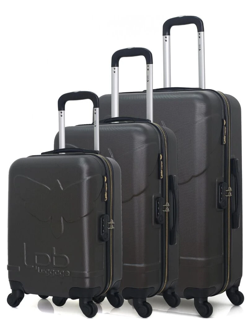LPB LUGGAGE SET DE 3 ABS NORINE A 4 ROUES Gris foncé