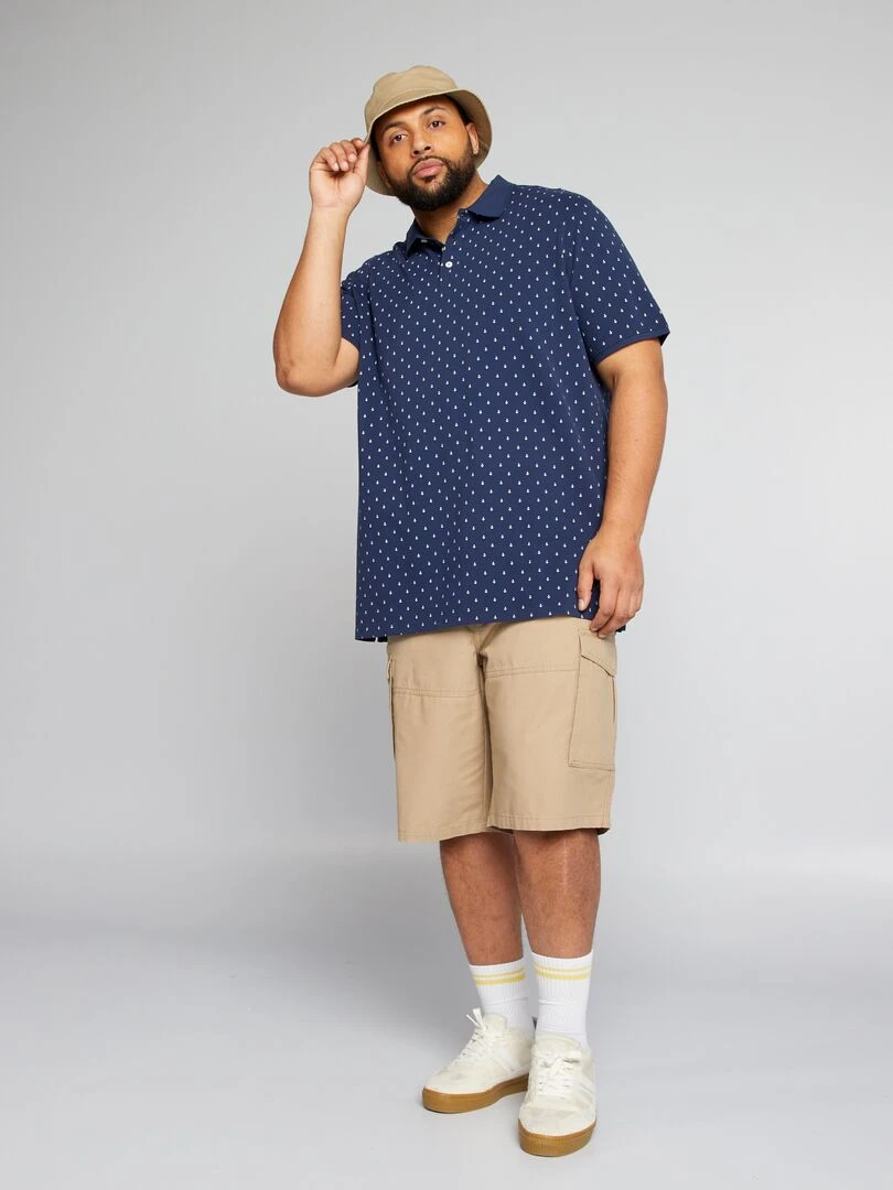 Polo en piqué de coton avec motif Marine