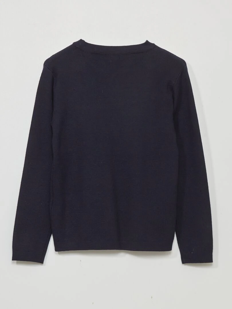 Pull en maille jersey à manches longues   Bleu