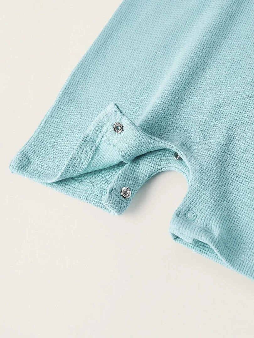 Pyjama Combi Short en Coton Pointelle pour Bébé Garçon manches longues   Bleu clair