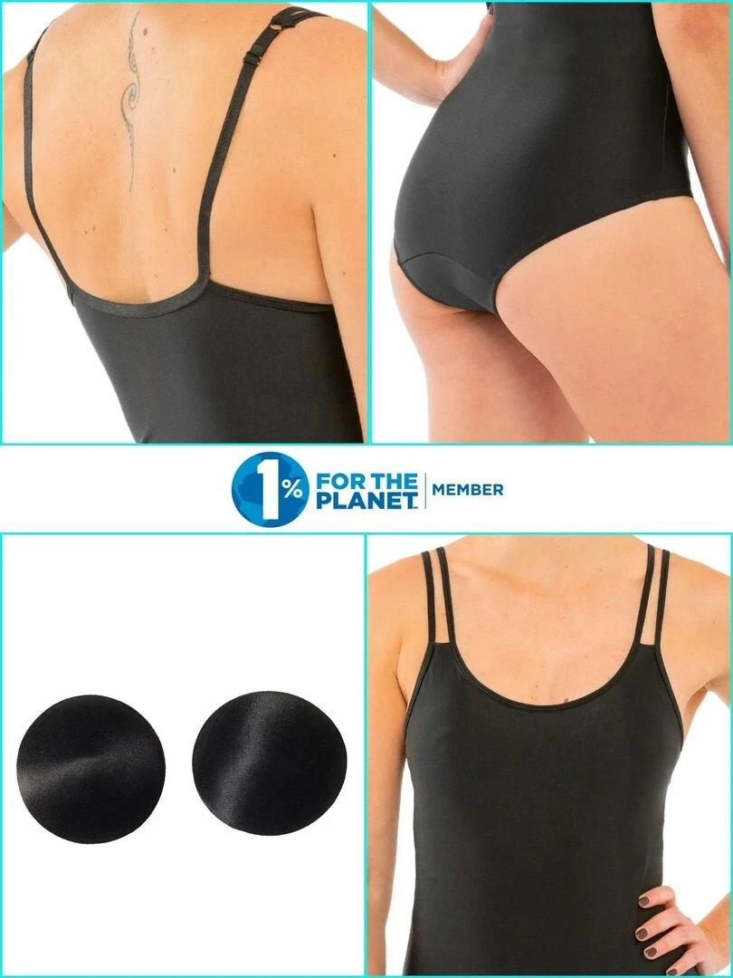 Maillot de bain Menstruel bretelles ajustables   Flux Moyen   Stella   Noir