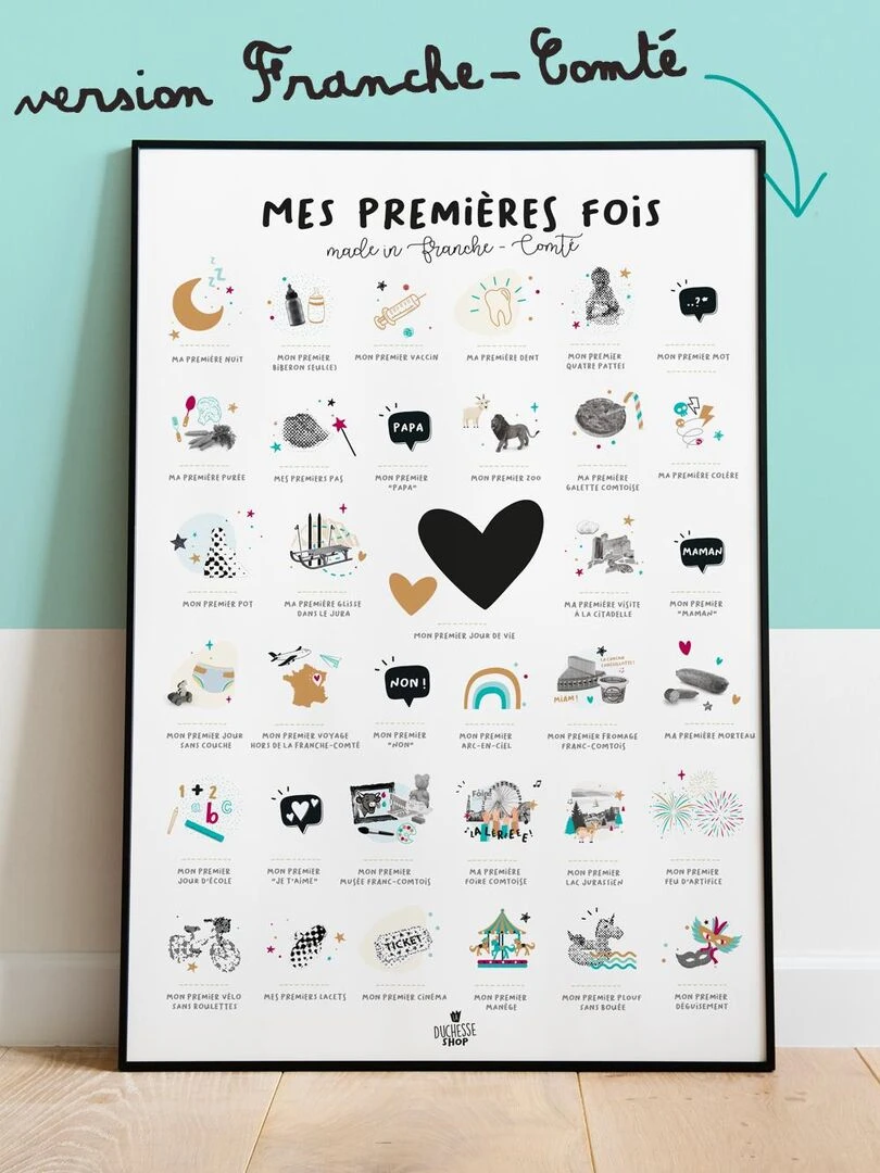 Affiche mes Premières Fois Franche Comté Blanc Doré Bleu