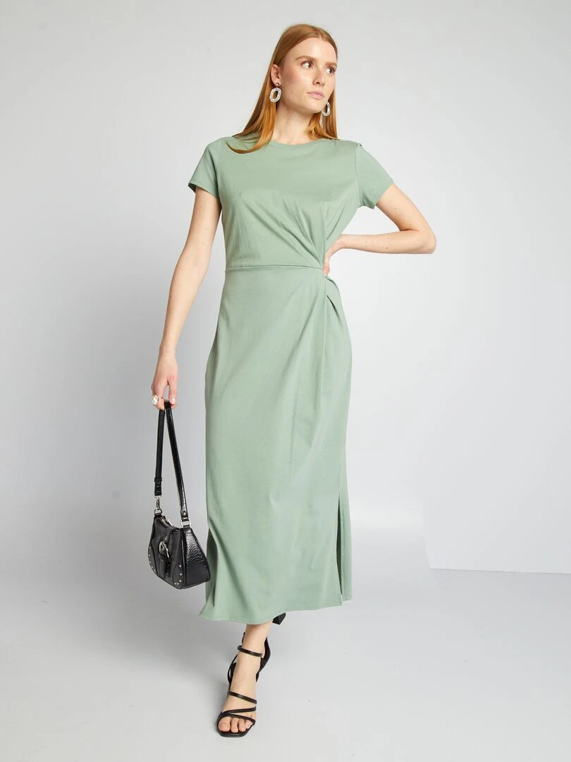Robe midi à taille resserrée   Vert