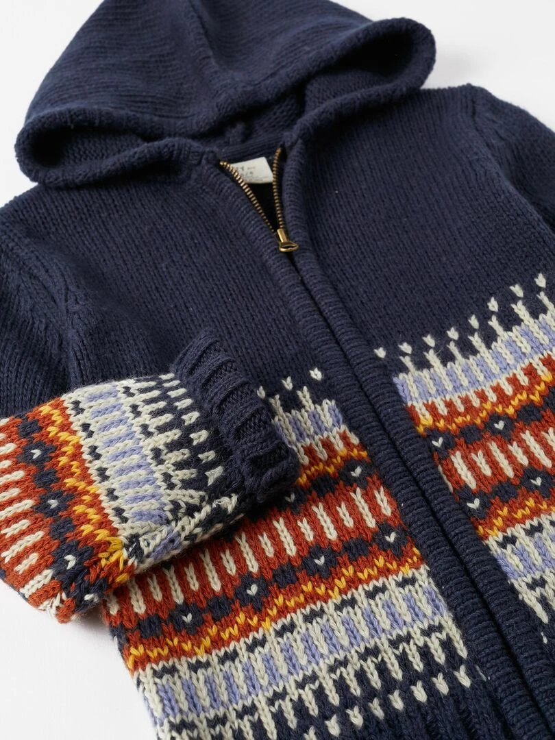 Gilet en Maille Jacquard pour Garçon   ACE CLUBS   Bleu foncé