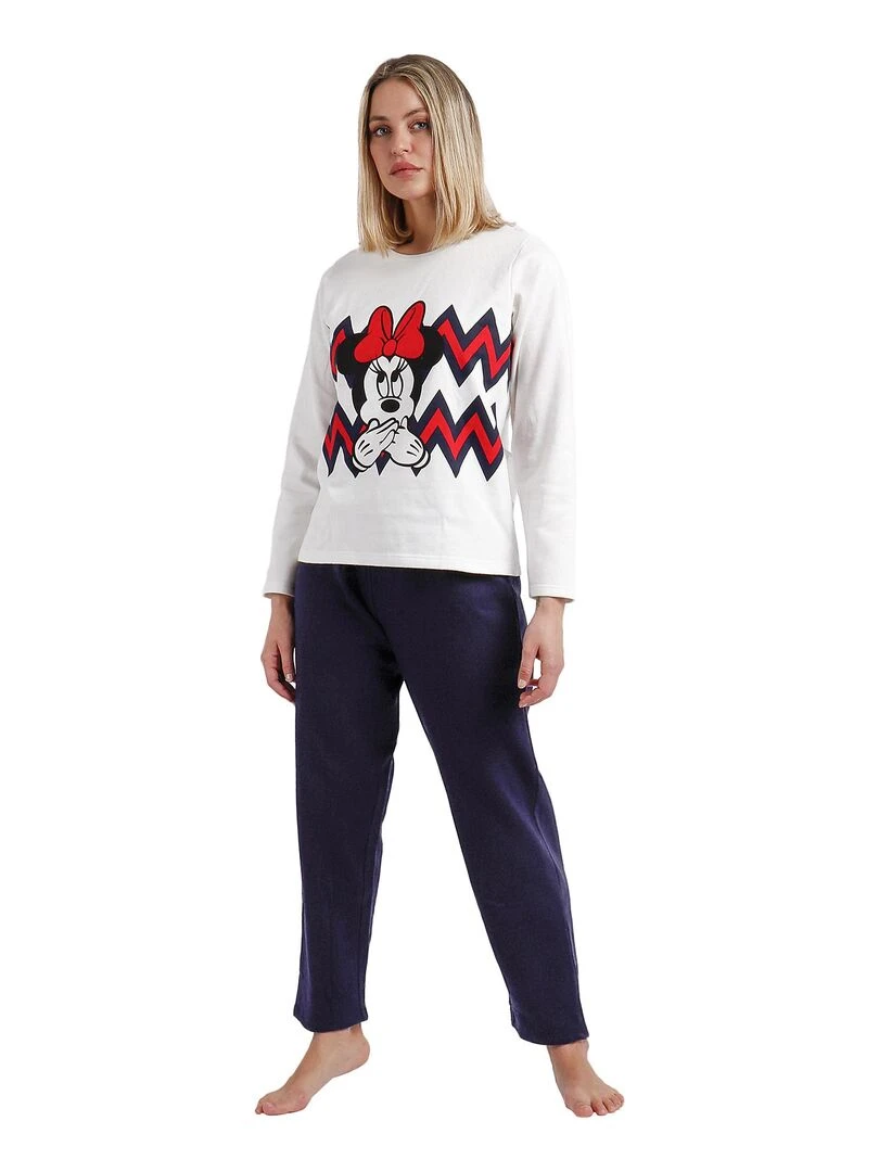 Pyjama pantalon et haut Minnie Zigzag Disney Ecru