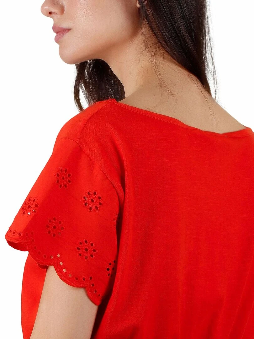 Robe estivale manches courtes Fleur D'Eté   Rouge