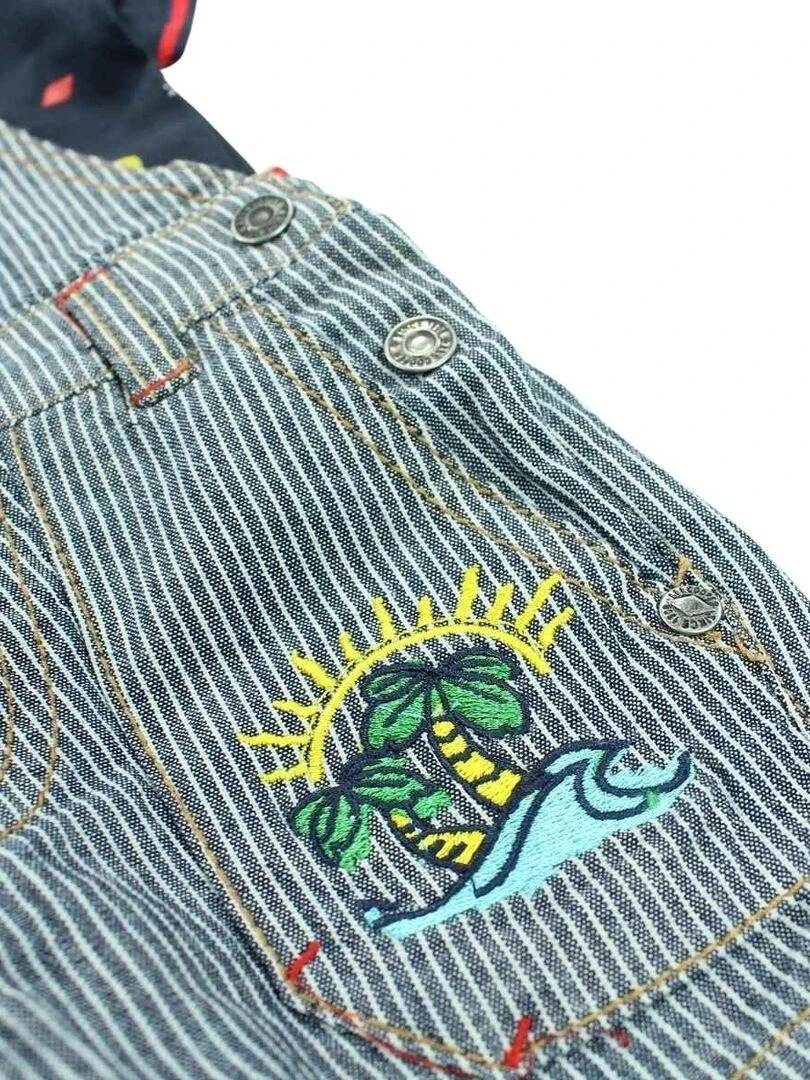 Lee Cooper   Ensemble ​​T shirt short salopette bébé garçon Imprimé Logo   Bleu