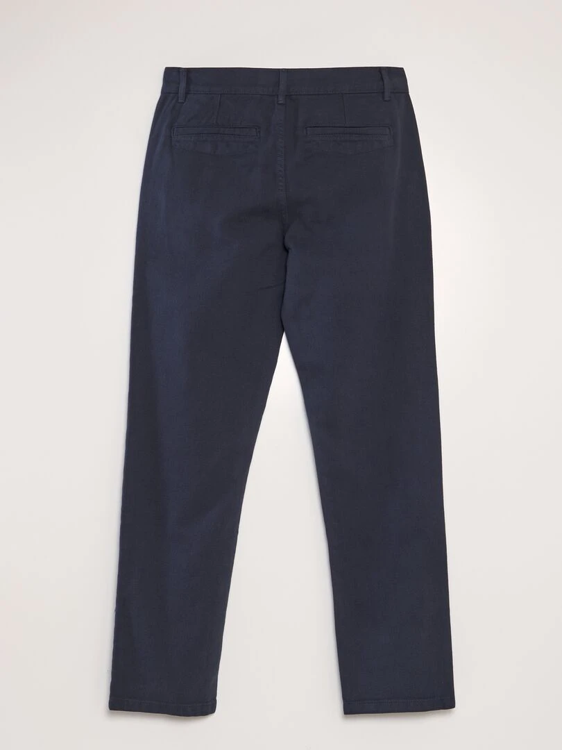 Pantalon droit en coton   Bleu marine